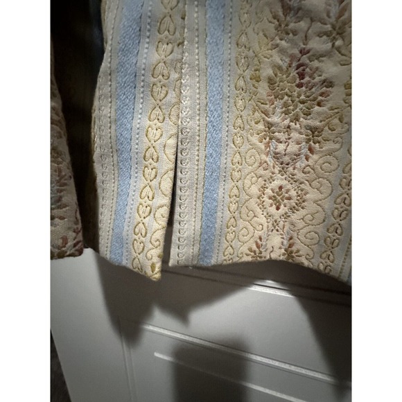 Peck & Peck Women's Blue Stripe Floral Embroidered Tapestry‎ Blazer Size 6 Lined - Picture 7 of 11